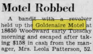Goldenaire Motel - Feb 1963 Robbery